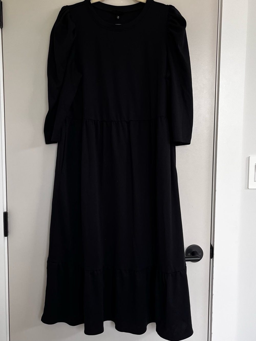 Who What Wear Black Maxi Dress with Puff Shoulders